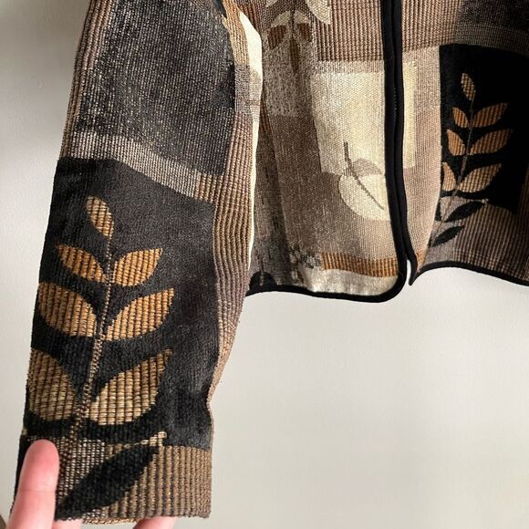 Vintage Coldwater Creek Tapestry Leaf Jacket Y2K 90s Boho Artsy Coat M - Picture 2 of 6